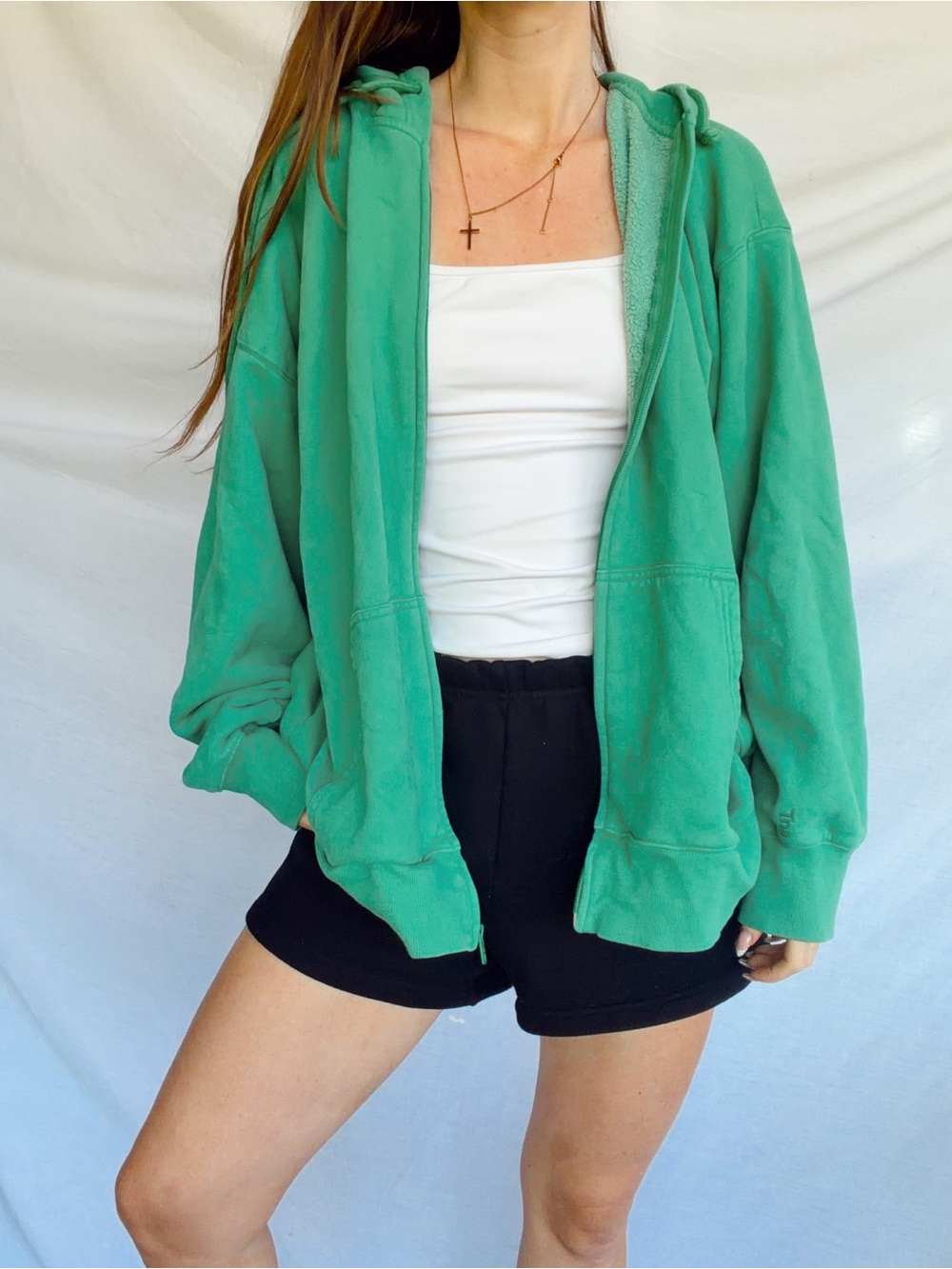 Aritzia Tna cozy boyfriend zip up hoodie in faded court green - XL - Picture 7 of 7